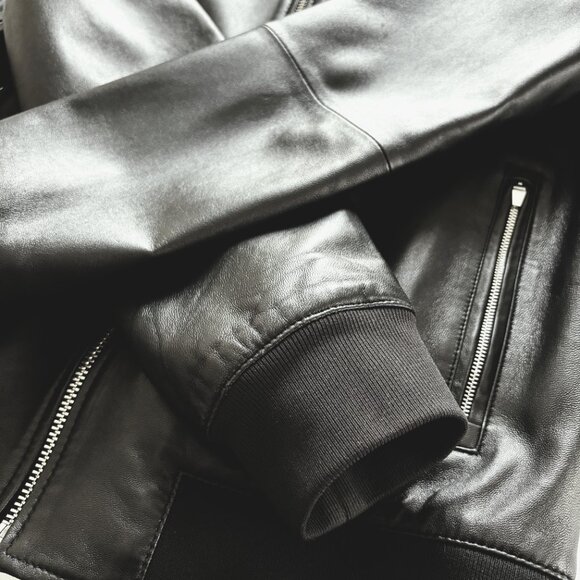 Lambskin Leather Bomber Jacket by Cadogan - Picture 5 of 7